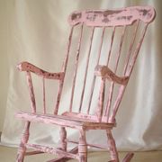 Rocking-chair vintage 50 in pink patina wood