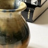 Glazed ceramic vase in honey/ochre/green, France circa 1950.