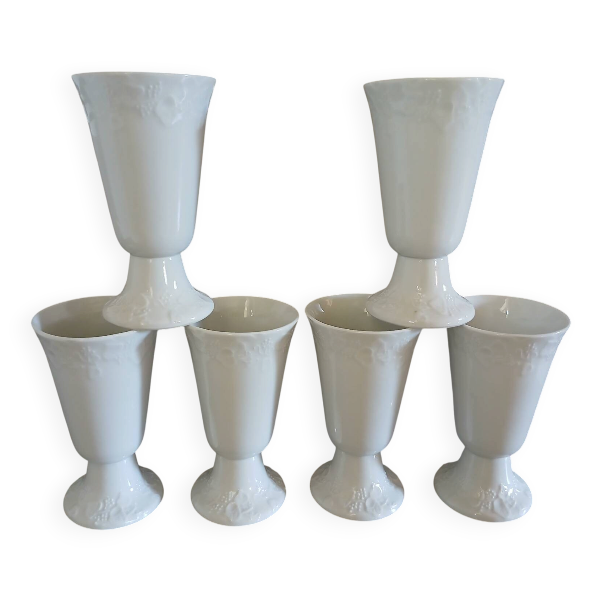 6 mazagrans/ mugs in white porcelain