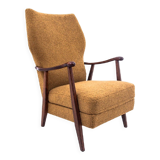 Yellow vintage armchair in bouclé fabric, Denmark, 1960s. After restoration.