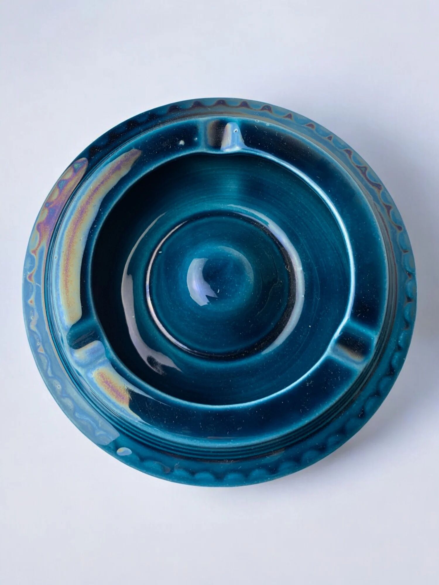 Manises blue ceramic ashtray, Spain, 1970s
