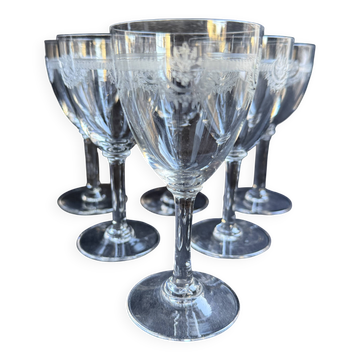 6 Saint Louis wine glasses Manon service Pantograph engraving IV