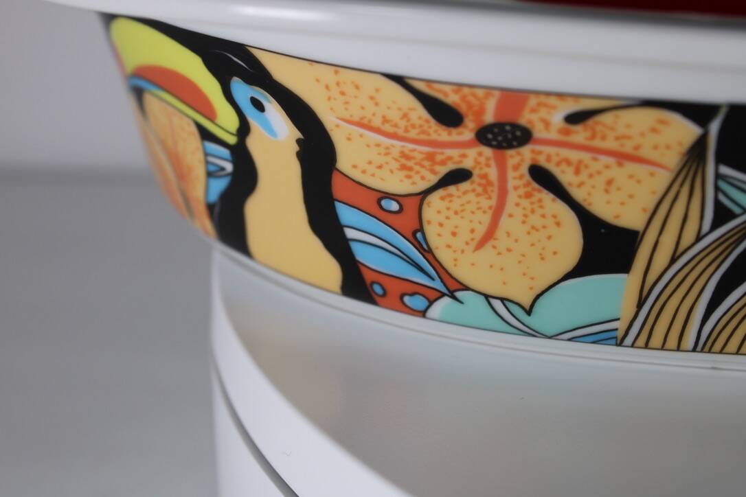 Plat Pillivuyt Toucan porcelaine Paris 1980