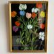 Old painting, still life with tulips, 20th century