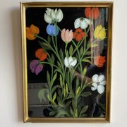Tableau ancien , nature morte aux tulipes XX siècle