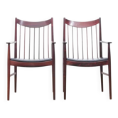 Pair of armchairs, side table, Danish in rosewood, Arne Vodder 1960.