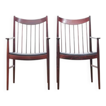 Pair of armchairs, side table, Danish in rosewood, Arne Vodder 1960.
