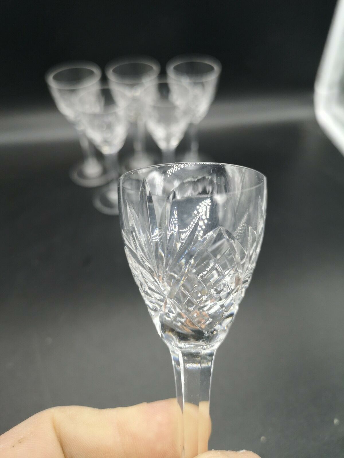 Series of 6 Crystal Glasses of St. Louis signed chantilly style