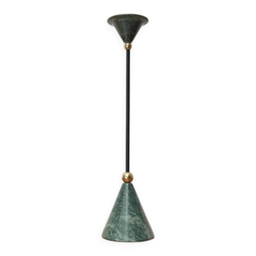 Postmodern Italian candlestick in metal and stone, 1980s.