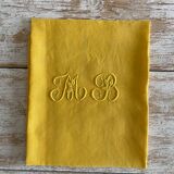 Set of 5  napkins daffodil monograms MB - 80x67 cm - linen threads