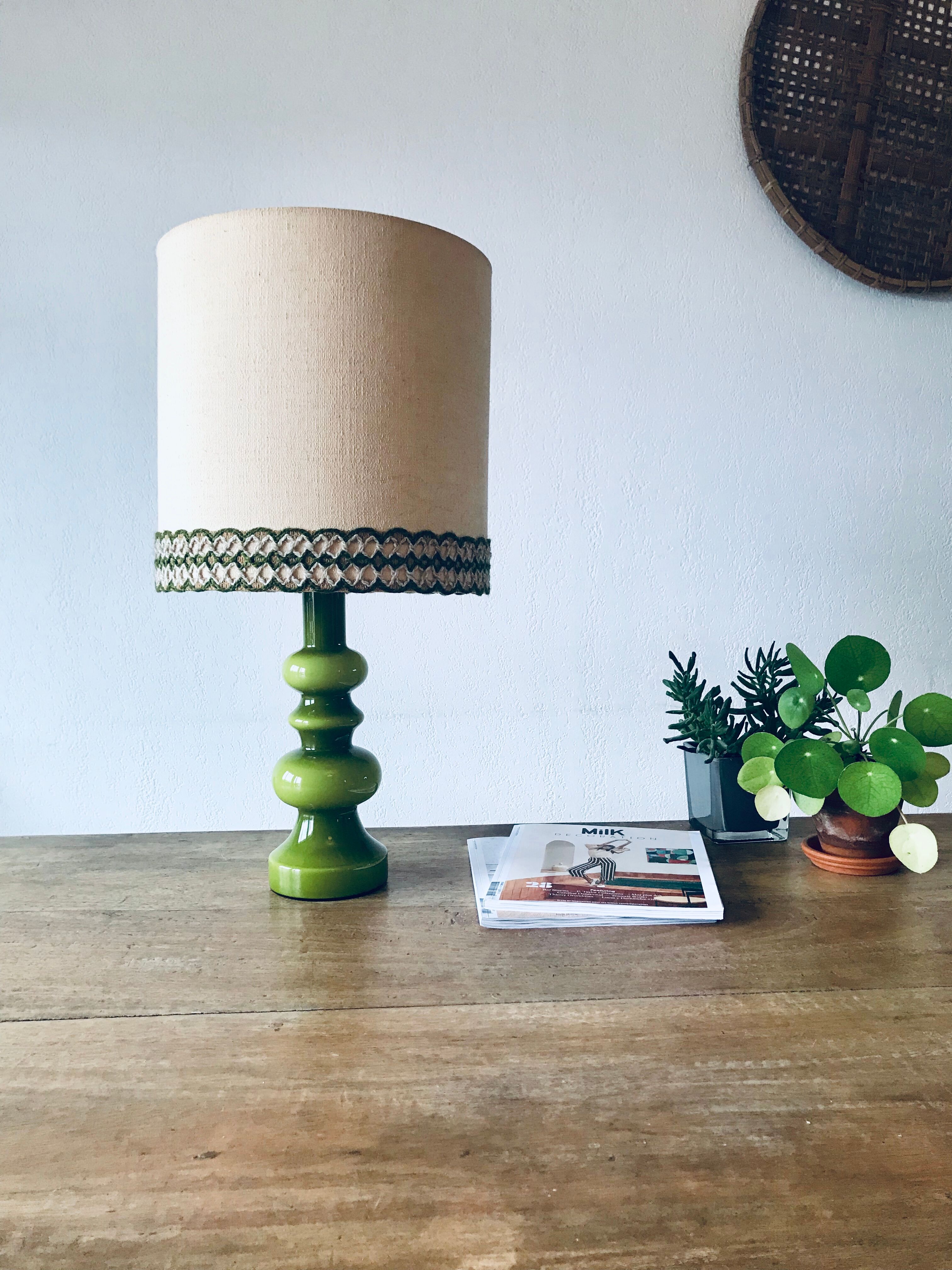 Vintage green glass lamp