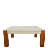 60s coffee table in teak and travertine