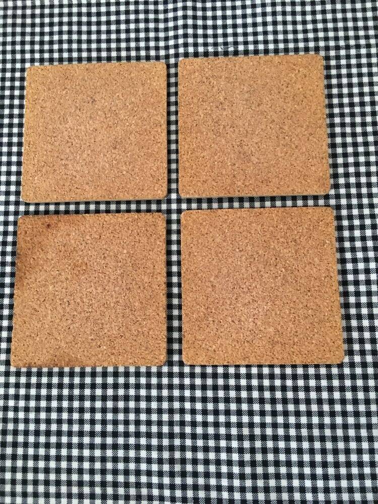 Set of 4 “The 50s” coasters. Reproduction on cork