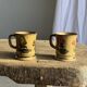 Set of 2 hand-painted flower mugs vintage stoneware H9.5