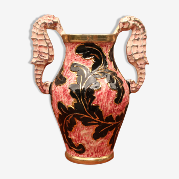 Vase rose en céramique Monaco à décor de feuille