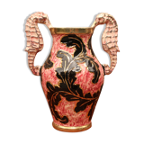 Pink ceramic vase Monaco with leaf decoration