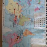 Ancienne carte géographique scolaire MDI plastifiée