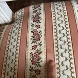 Pair of Louis XVI style chairs in painted wood and satin, classic elegance.