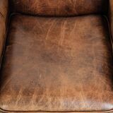 Armchair made of sheepskin leather in Art Deco design with beautiful patina