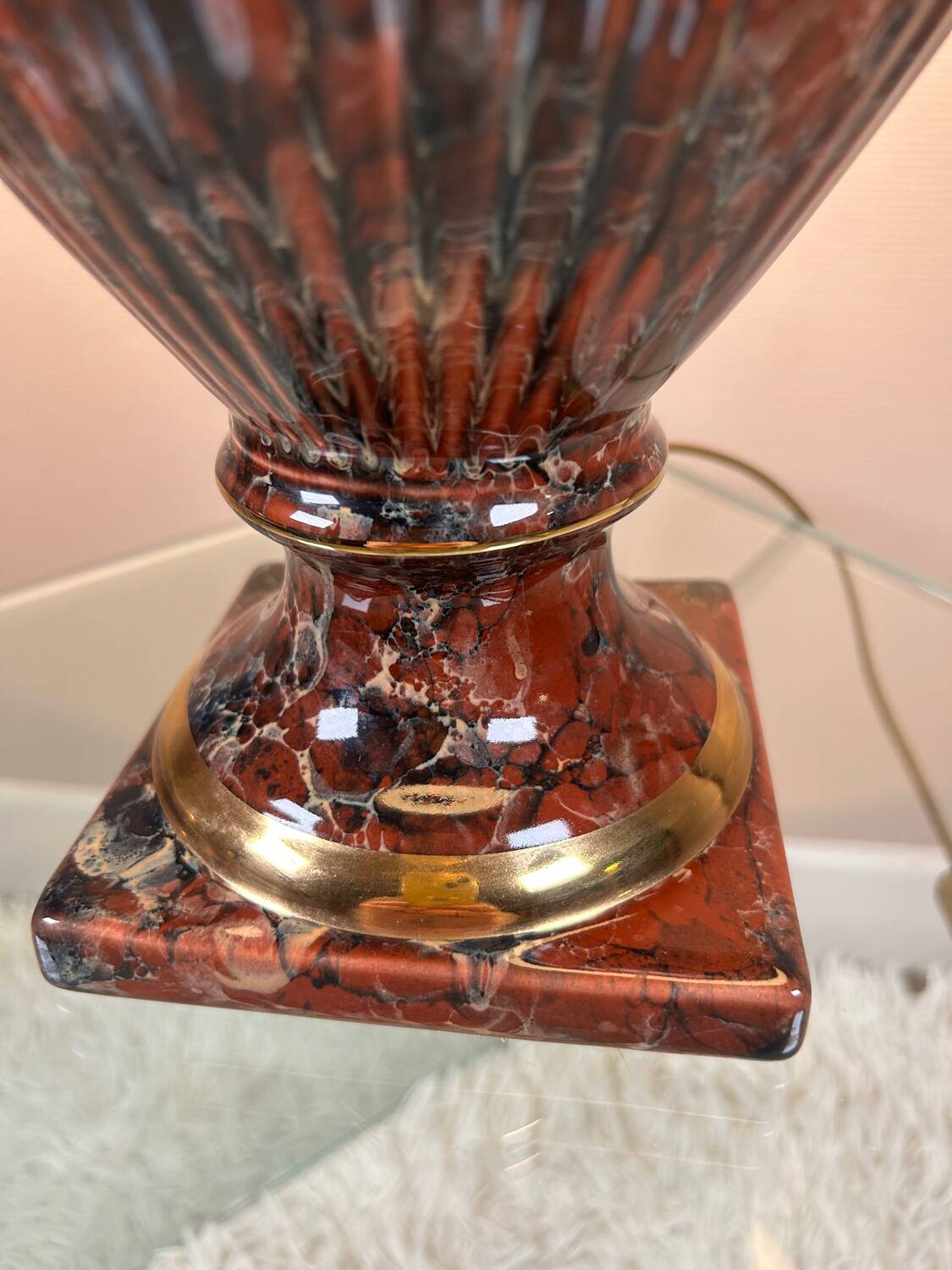 Luxury marbled ceramic lamp from the 80s