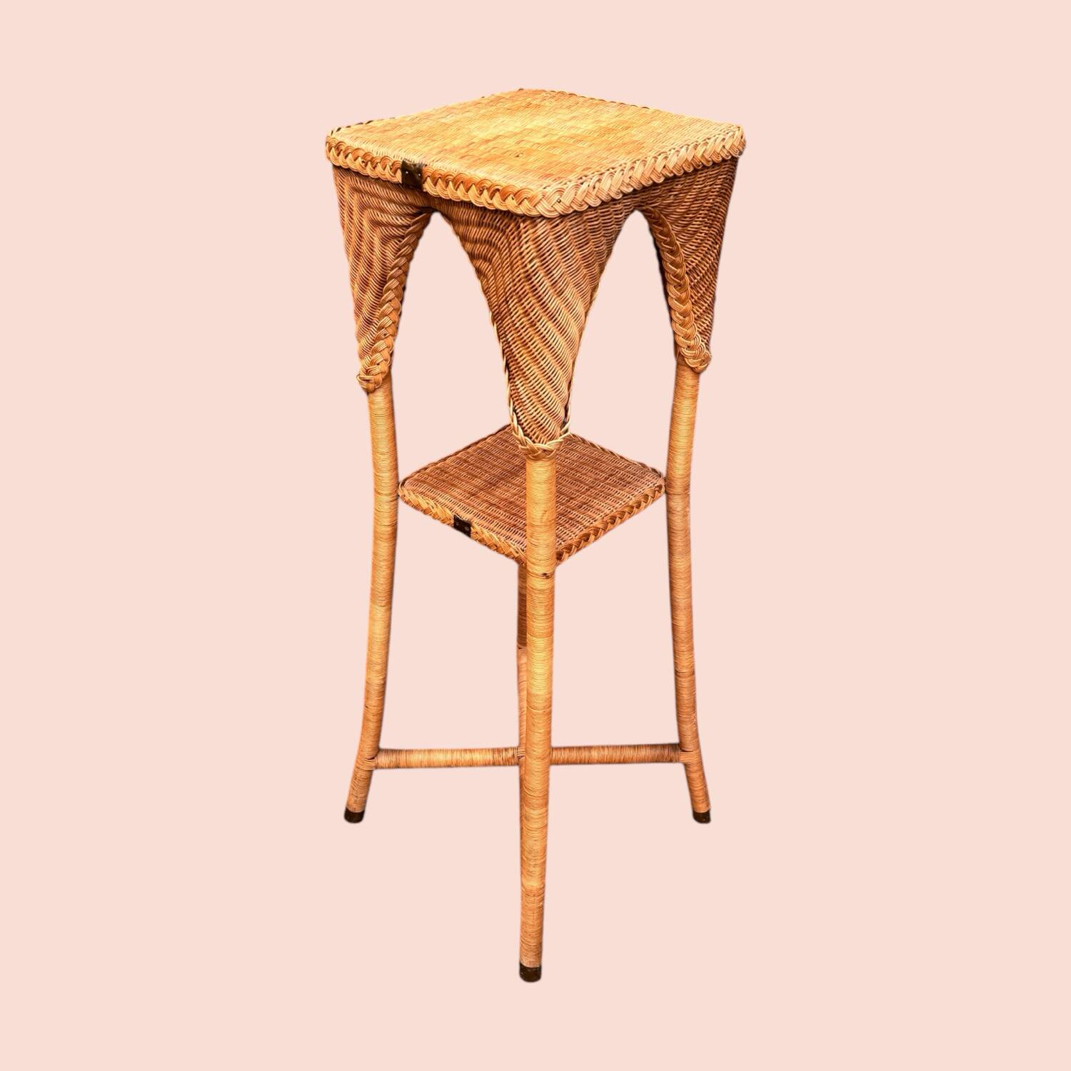 Vintage wicker plant stand