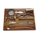 Ensemble d’outils de bar à cocktails en bois de teck, années 1960.