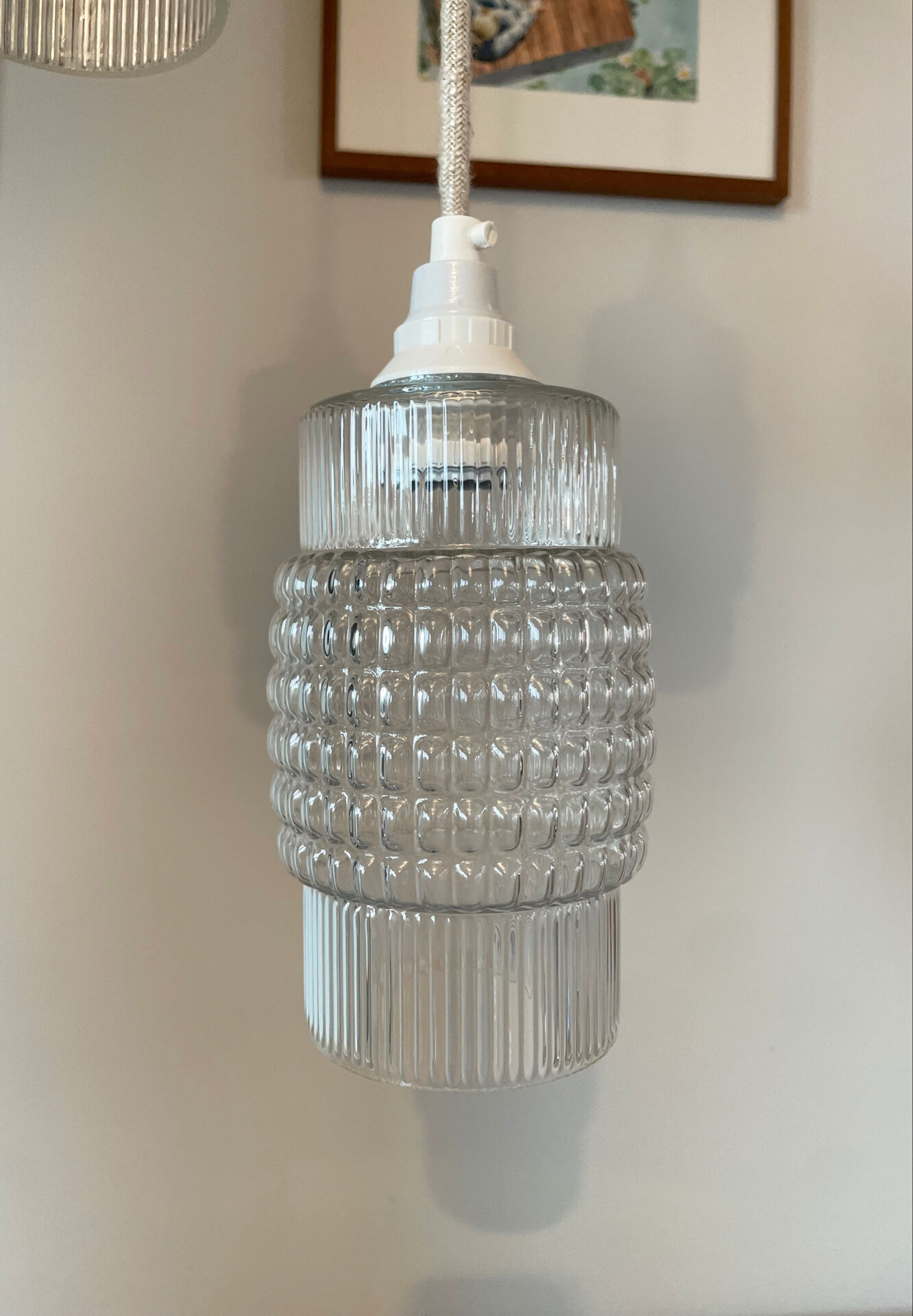 Set of 3 Refurbished Textured Glass Pendant Lights 1970s – Mid-Century