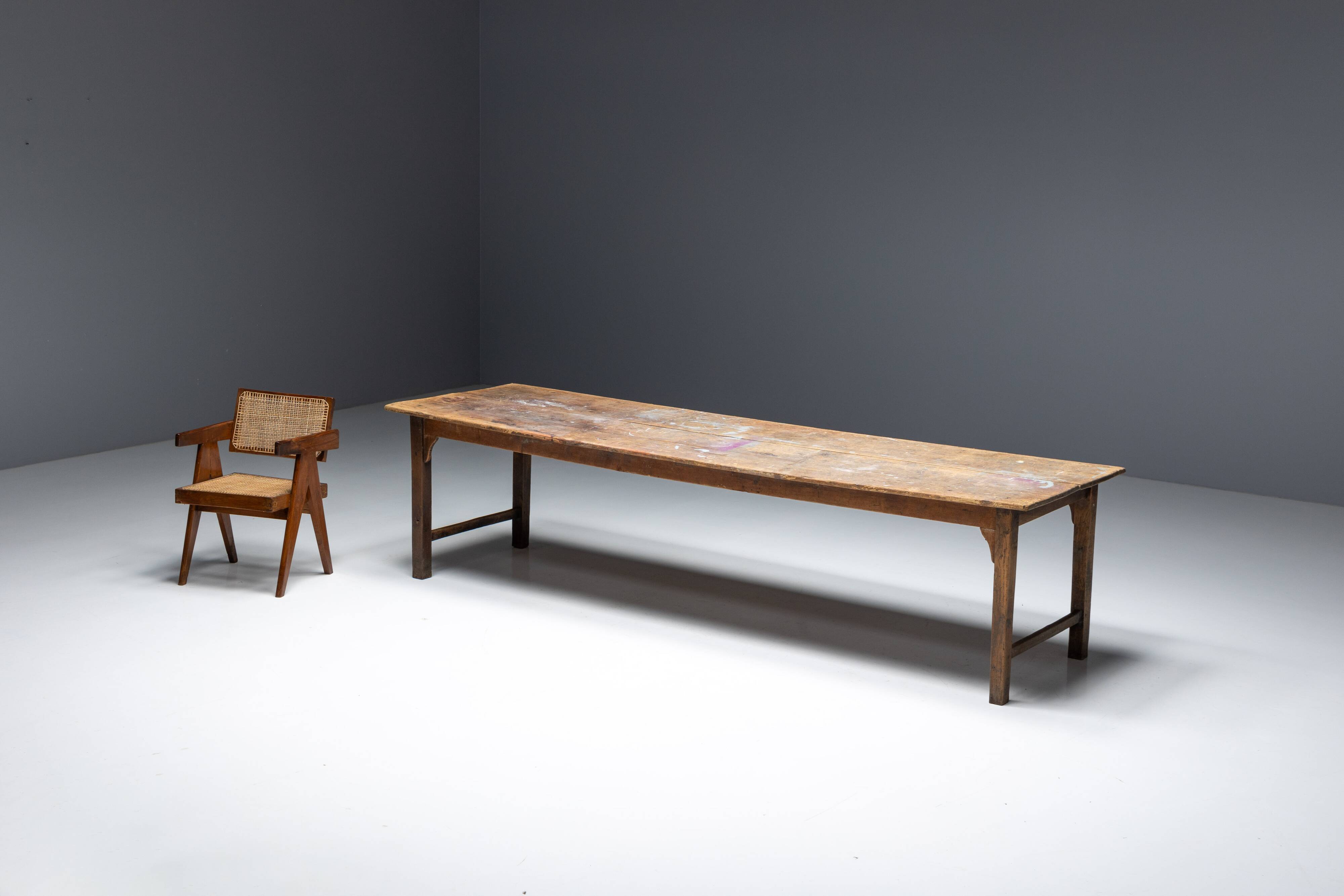 Rustic Primitive Farmhouse Dining Table, France, 19th Century