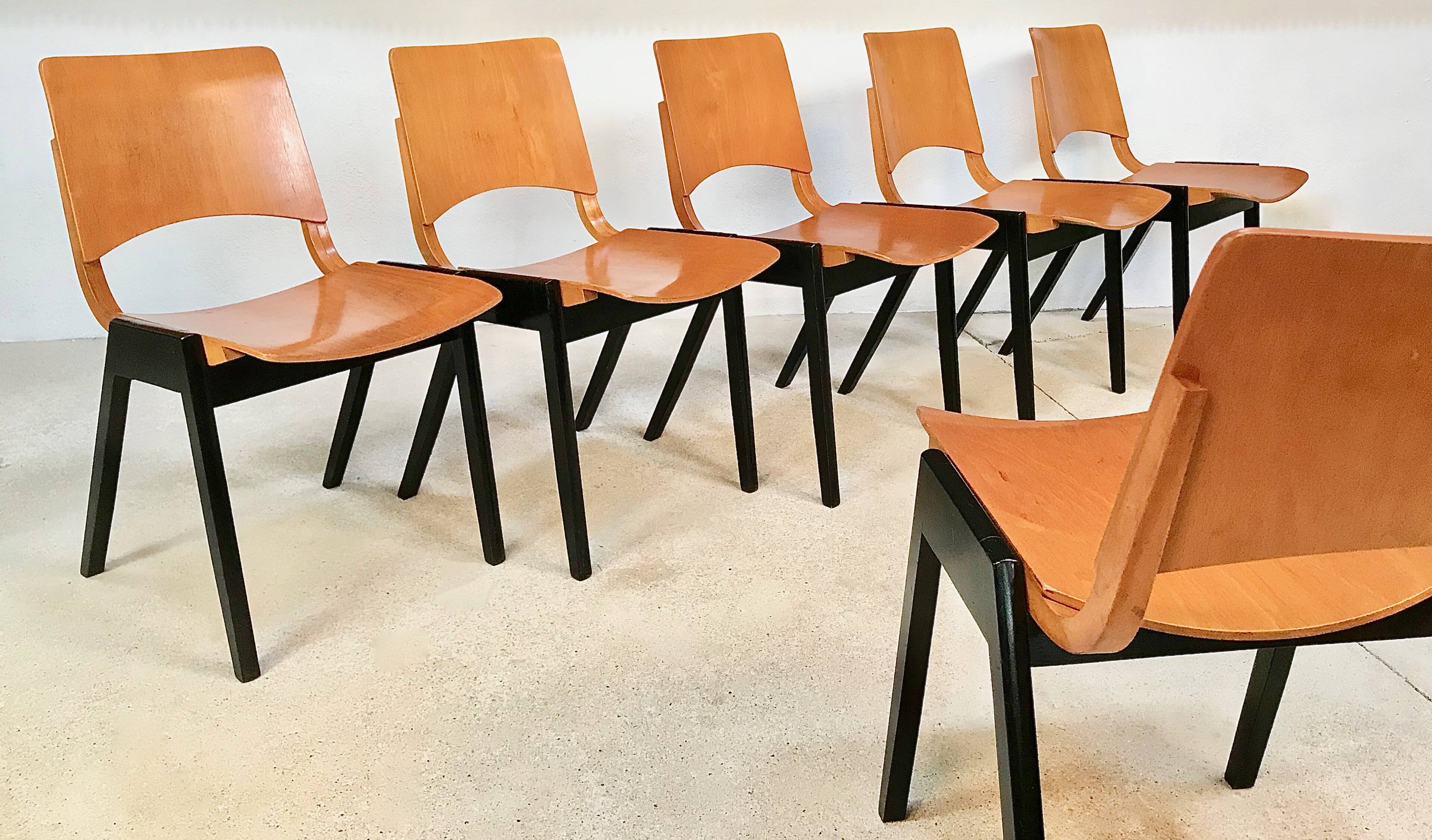 Set of 6 Dining Chairs P7 by Roland Rainer for E & A Pollack, Vienna 1952