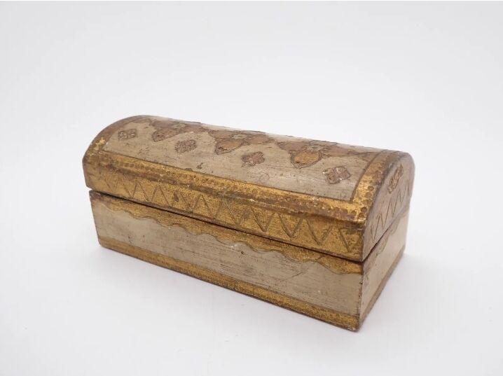 Florentine wooden stamp box, vintage Italy