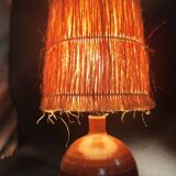 Ceramic lamp and straw lampshade, 1960s