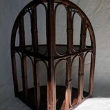Corner shelf in dark rattan, 60s/70s