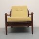 Fauteuil années 1960 jaune pâle, coussins neufs