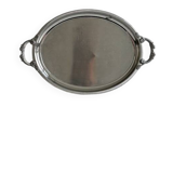 Large stainless steel serving platter with fish-shaped handles.