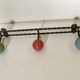 Vintage wrought iron wall coat rack 3 blue, red and green wooden balls hooks