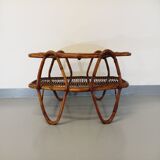 Coffee table with magazine tray in vintage rattan from the 60s