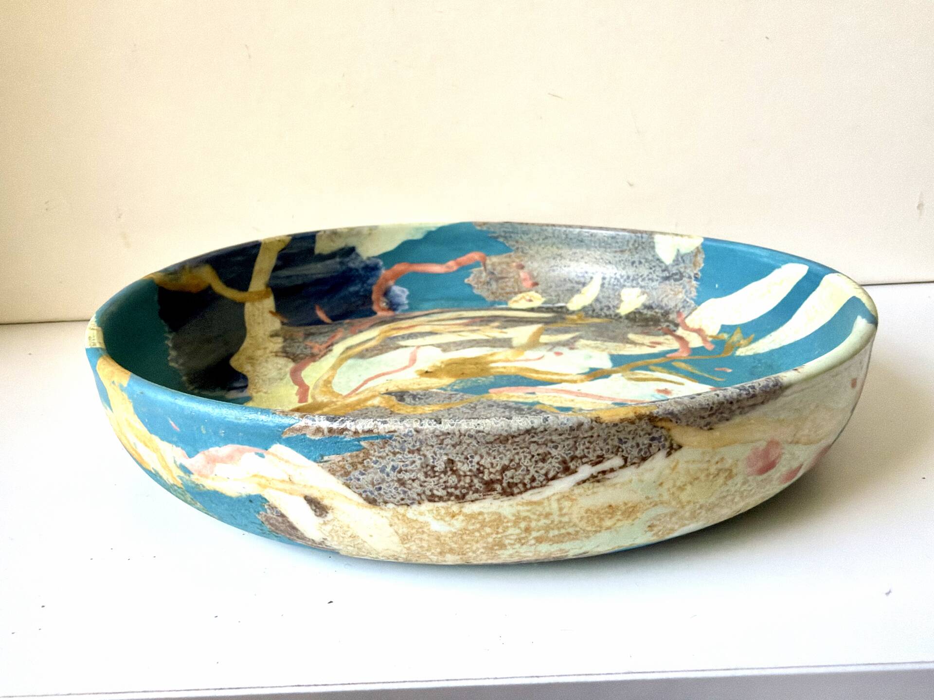 Vintage Danish Ceramic Art Studio Decorative Bowl signed