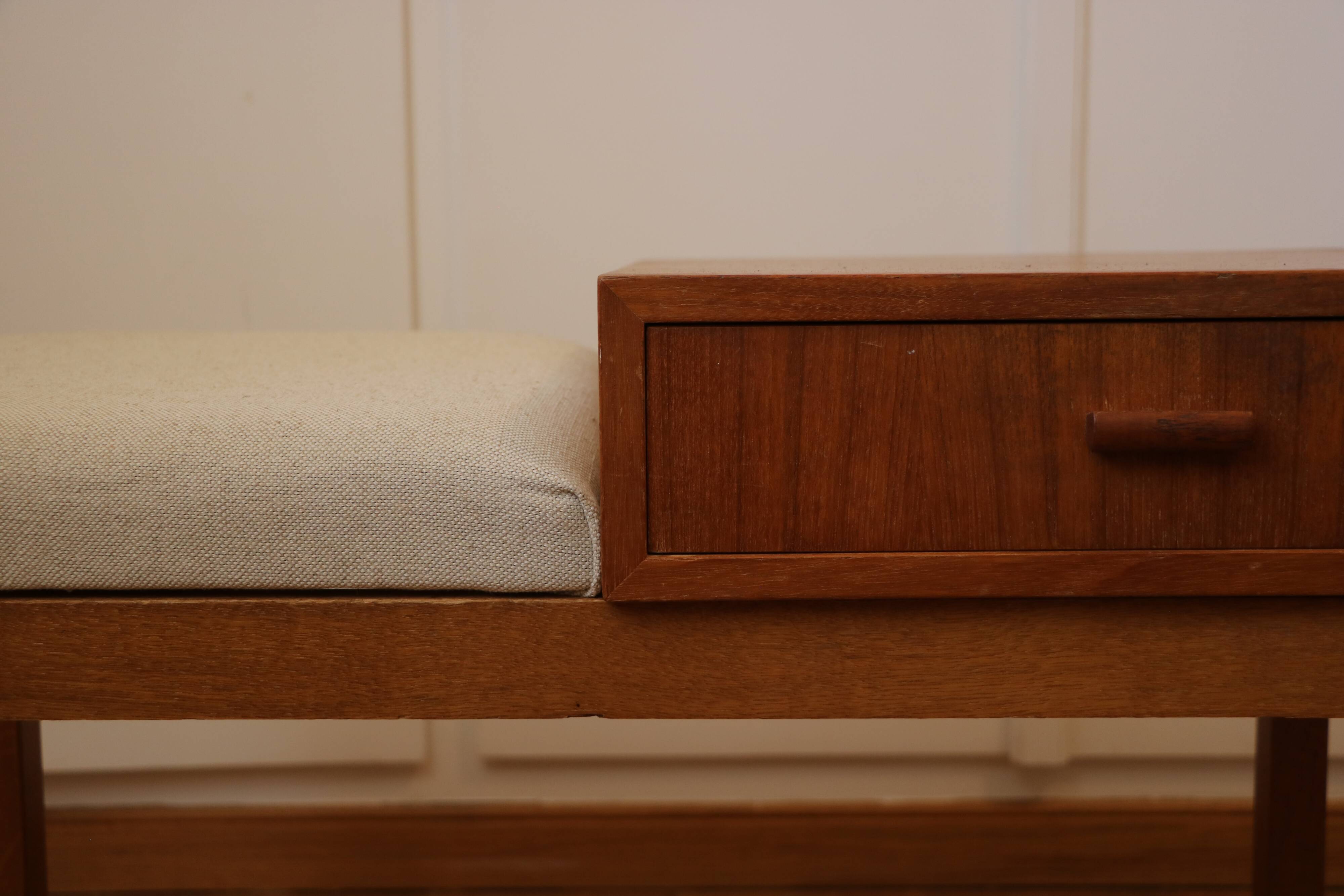 Entrance bench, Scandinavian modular telephone bench, teak, 1960