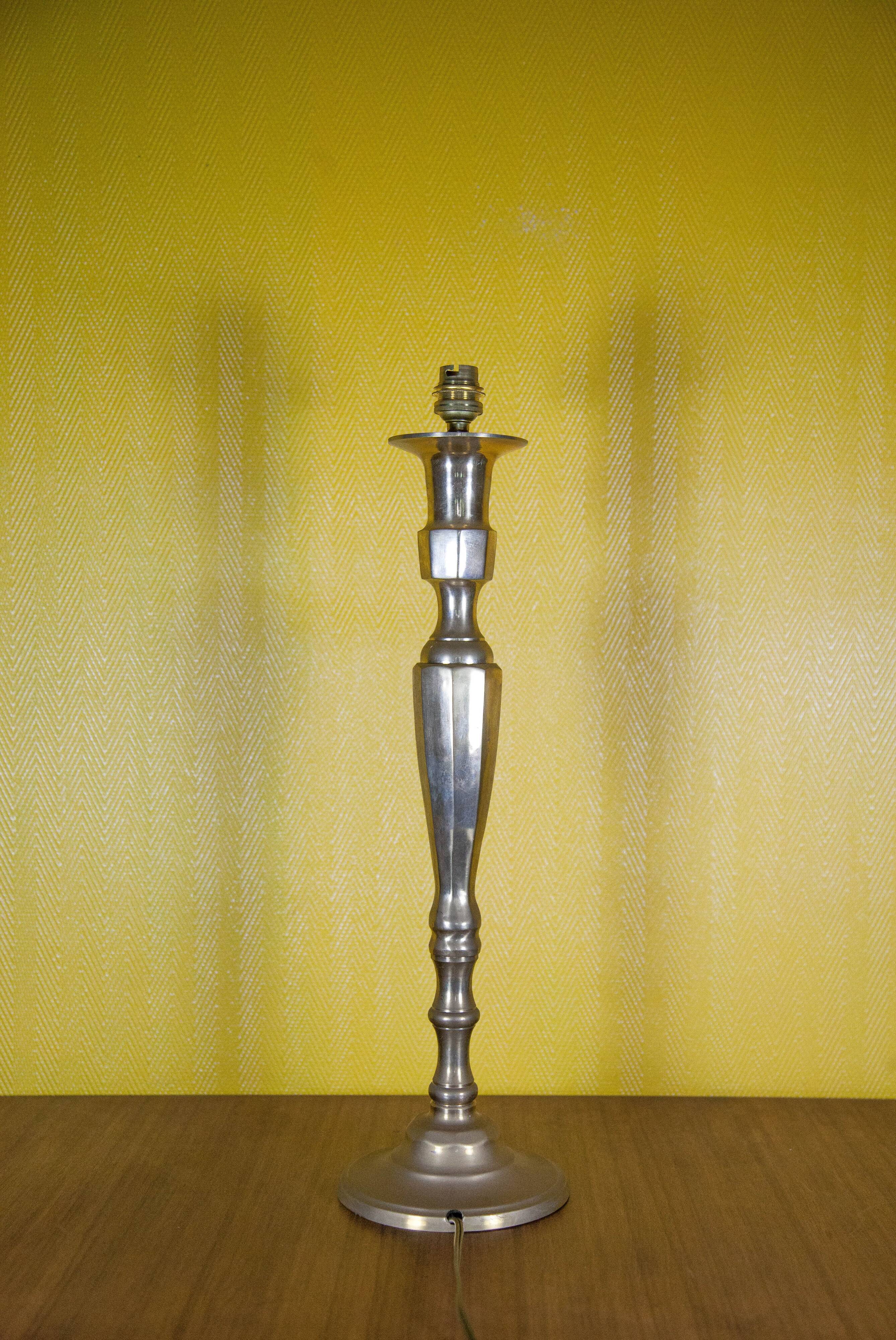 Large brass lamp with lampshade