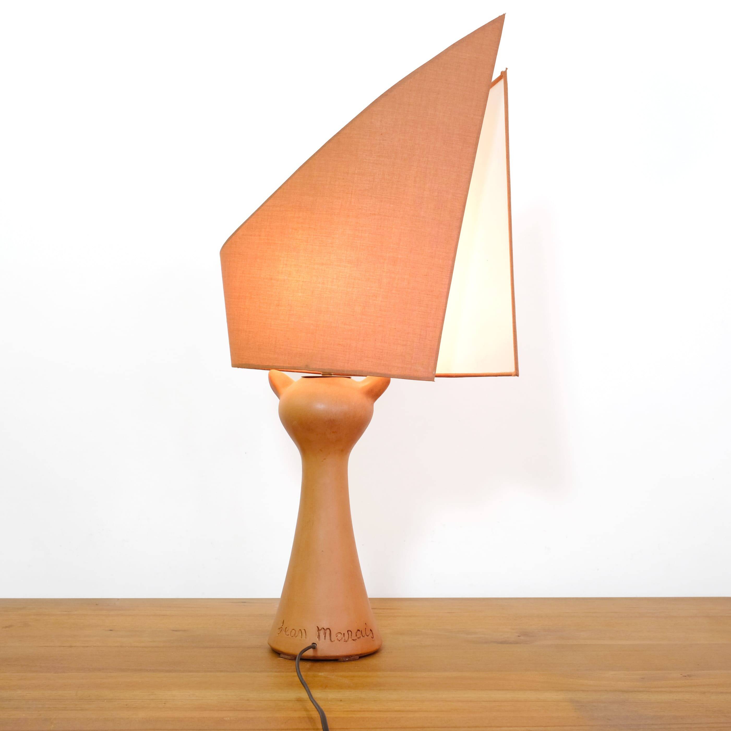 Jean Marais, terracotta cat lamp from the 70s-80s.
