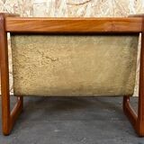 60's 70's newspaper holder magazine rack by Aksel Kjersgaard in teak and suede