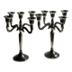 Pair of 5-arm silver-plated metal candlesticks H27