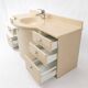 Vintage sculptural cream lacquered vanity unit with marble, 1980s.