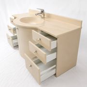 Meuble-vasque vintage sculptural laqué crème et marbre, années 80