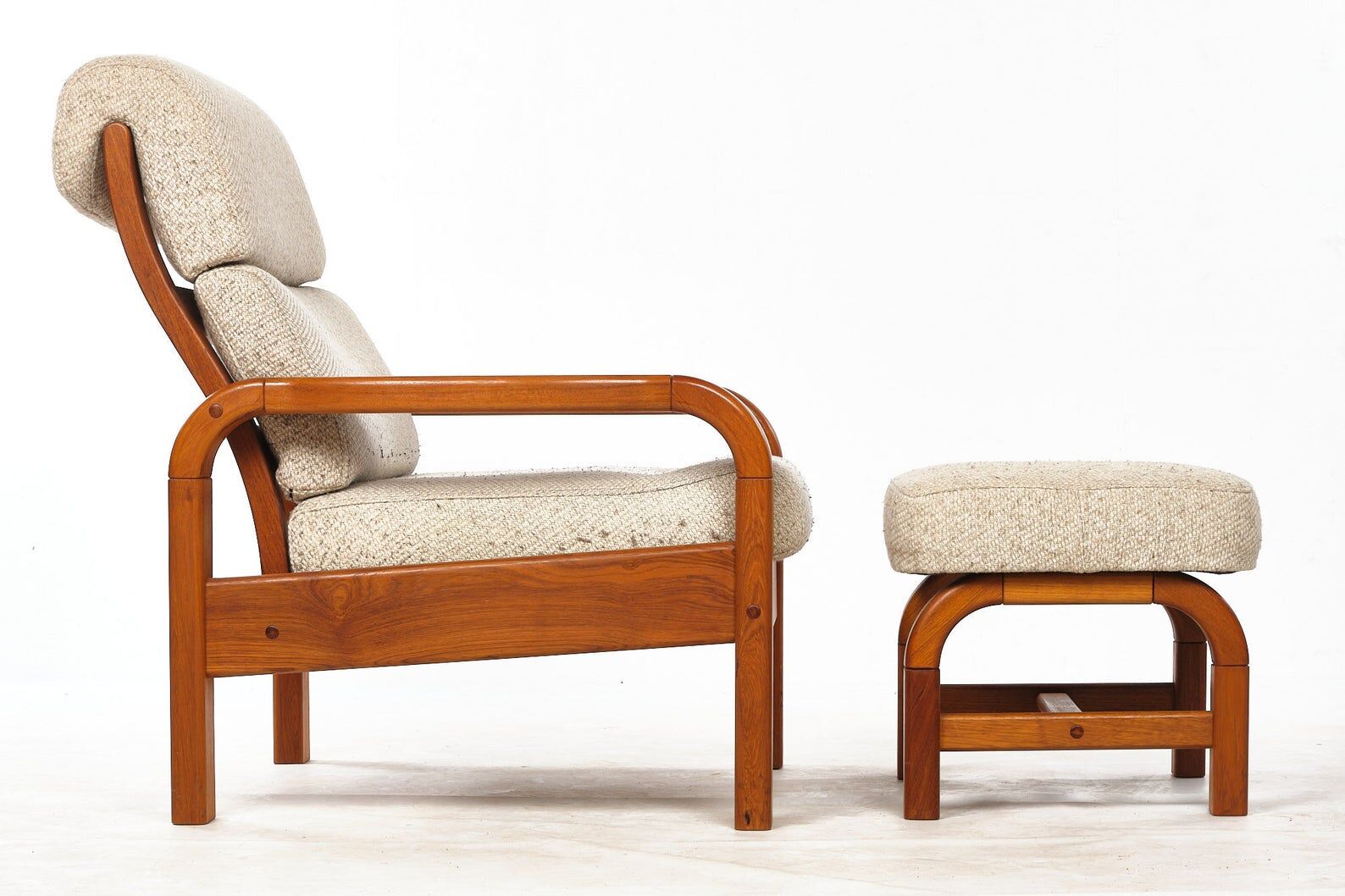 Vintage armchair with Denmark teak stool