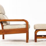 Vintage armchair with Denmark teak stool