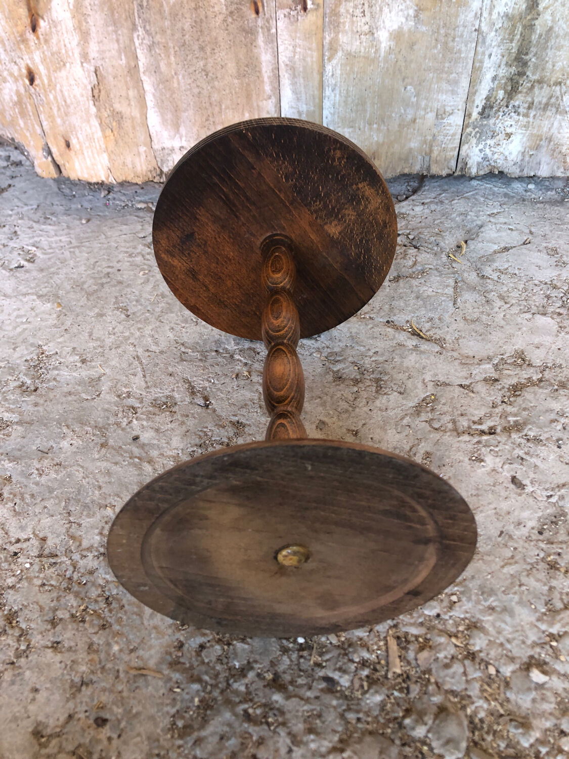 Turned wood side table