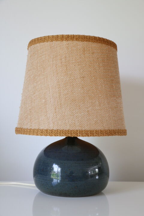 Blue ceramic lamp with lampshade