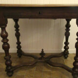 Louis XIII desk table, walnut, Swiss model.