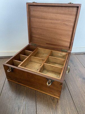 Boîte de rangement vintage en bois 1900s